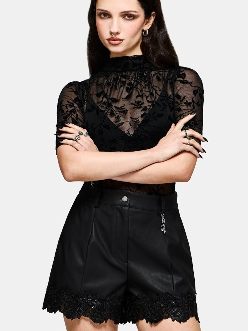 Disturbia Caelith PU Leather Lace Short size 16, brand new with tags